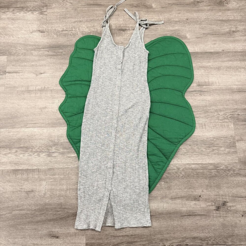 Mahina Hawaii Womens Gray Ribbed Button Front Midi Dress Boutique
